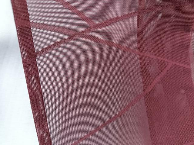 平和屋着物＊夏物　色無地　幾何学紋紗　小豆色　正絹　逸品　未使用　CABK9194xi
