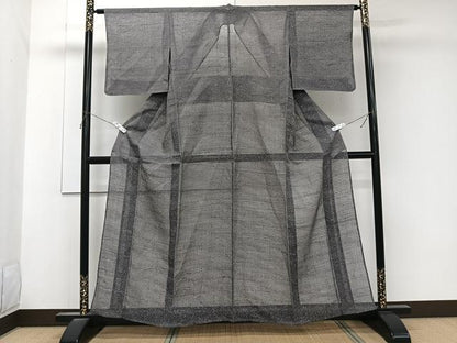 平和屋着物＊夏物　小紋　絽紬　霞文　正絹　逸品　CABK9197xi