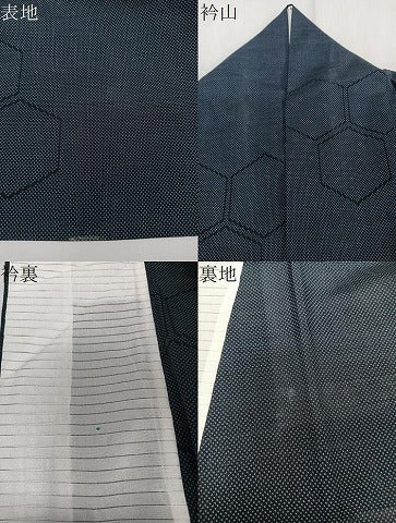 平和屋着物＊夏物　本場大島紬　夏大島　亀甲文様　正絹　逸品　CABK9198xi