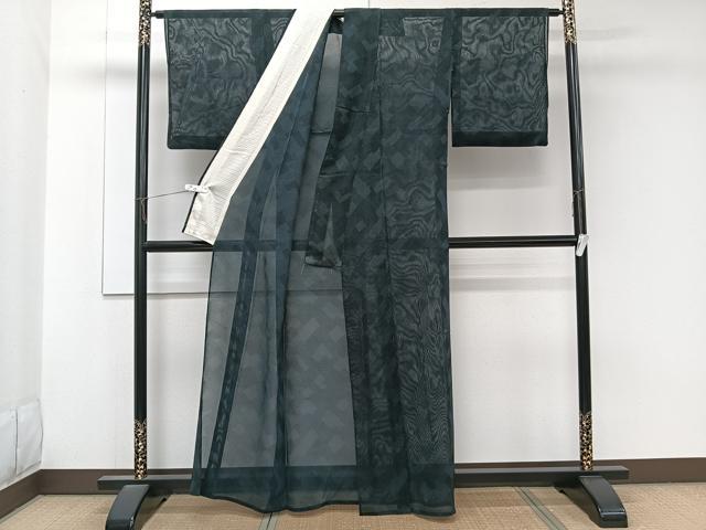 平和屋着物＊夏物　お召　紗　幾何学文　正絹　逸品　CABK9199xi