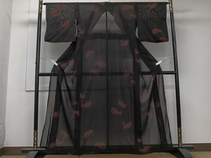 平和屋着物＊夏物　小紋　絽　孔雀文　正絹　逸品　CABK9200xi