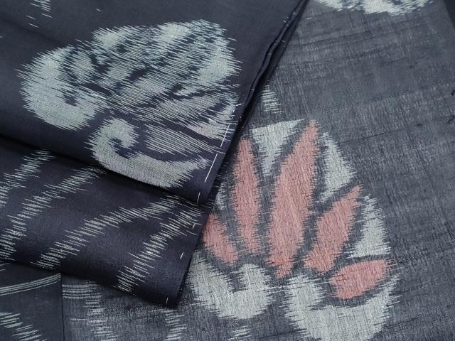 平和屋着物＊夏物　紗紬 　吉祥草葉文　正絹　逸品　未使用　CABK9201th