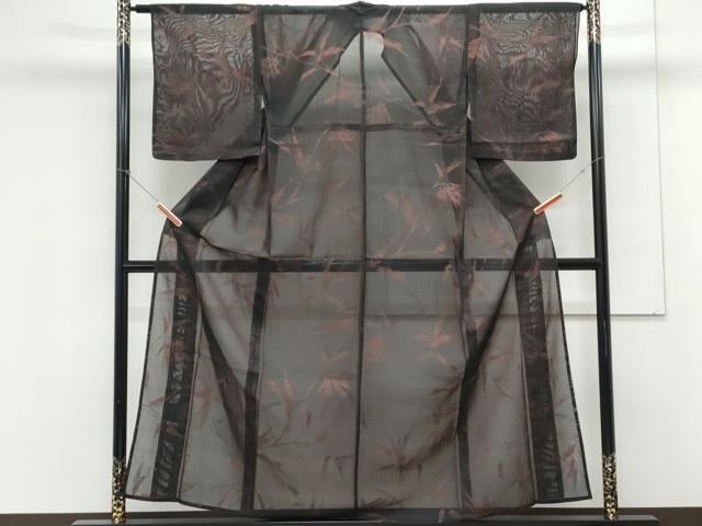 平和屋着物＊夏物　小紋　紗　枝葉文　CABK9202th