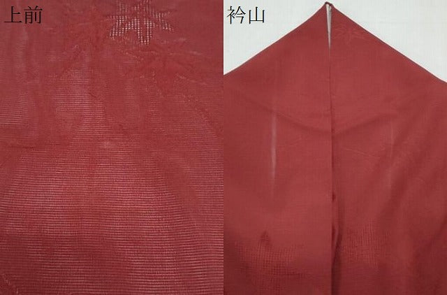 平和屋着物＊夏物　色無地　絽　枝楓紋紗　葡萄色　正絹　逸品　CABK9204th