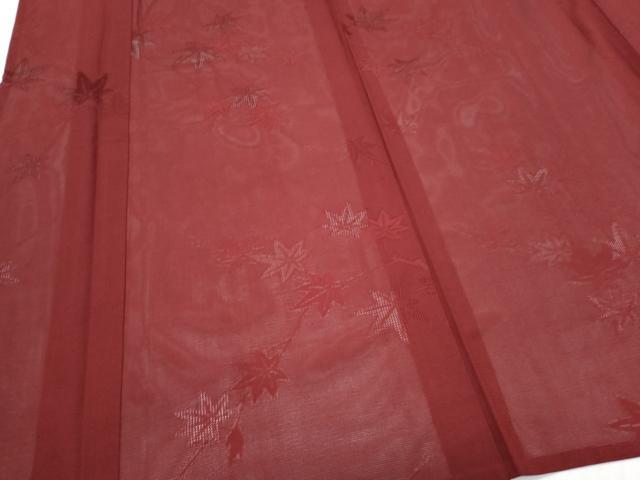 平和屋着物＊夏物　色無地　絽　枝楓紋紗　葡萄色　正絹　逸品　CABK9204th