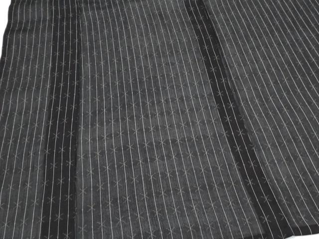 平和屋着物＊夏物　紗紬　吉祥間道　黒地　正絹　逸品　CABK9205th