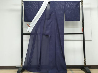 平和屋着物＊夏物　小紋　絽　舞蝶文　洗える着物　CABK9207th