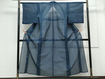 平和屋着物＊夏物　小紋　紗　草花文　正絹　逸品　CABK9208th