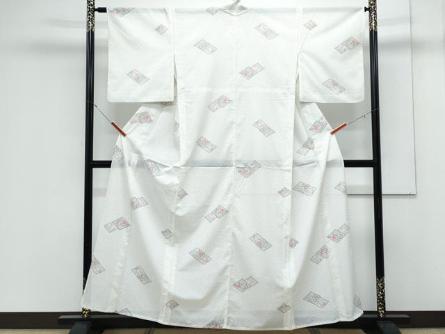 平和屋着物＊夏物　小紋　絽　菱花文　洗える着物　CABK9214th