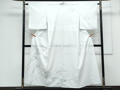 平和屋着物＊夏物　訪問着　絽　露芝舞蝶文　銀彩　洗える着物　CABK9215th