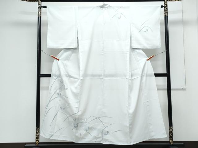 平和屋着物＊夏物　訪問着　絽　露芝舞蝶文　銀彩　洗える着物　CABK9215th