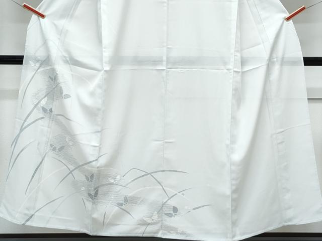 平和屋着物＊夏物　訪問着　絽　露芝舞蝶文　銀彩　洗える着物　CABK9215th
