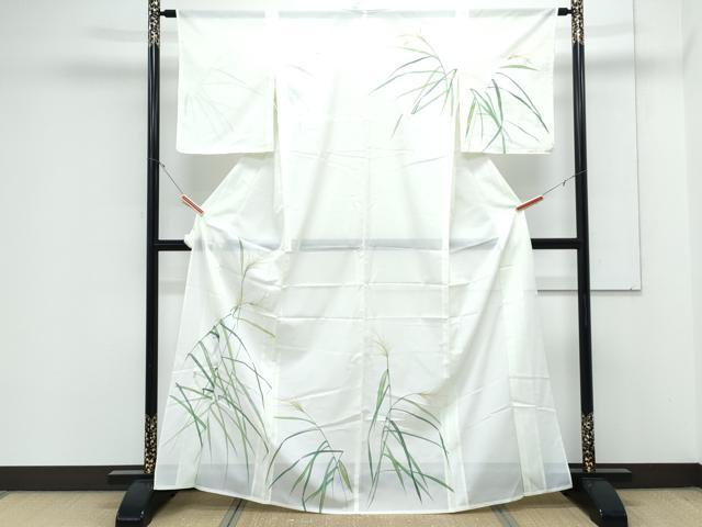 平和屋着物＊夏物　訪問着　絽　稲穂　銀彩　洗える着物　CABK9218th