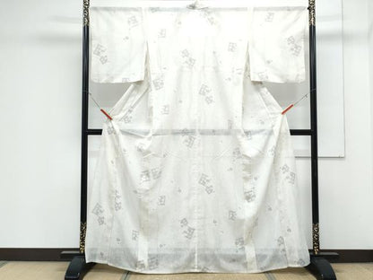 平和屋着物＊夏物　小紋　紗　格子蔦の葉文　洗える着物　CABK9220th