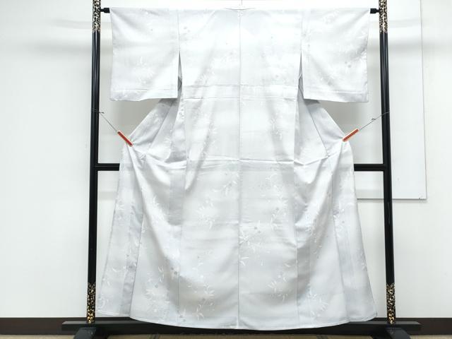 平和屋着物＊夏物　小紋　絽　草花文　暈し染め　銀彩　洗える着物　CABK9222th