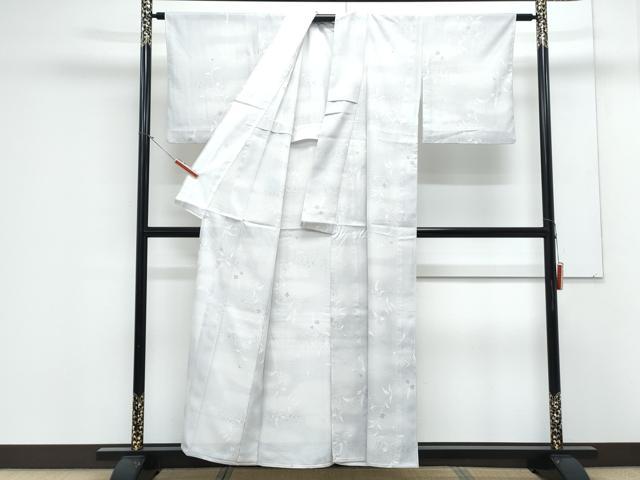 平和屋着物＊夏物　小紋　絽　草花文　暈し染め　銀彩　洗える着物　CABK9222th