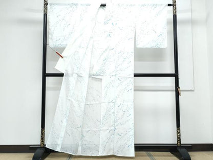 平和屋着物＊夏物　小紋　絽　短冊枝花文　正絹　逸品　CABK9228th