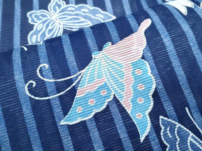 平和屋着物＊夏物　小紋　絽　舞蝶間道　洗える着物　CABK9229th