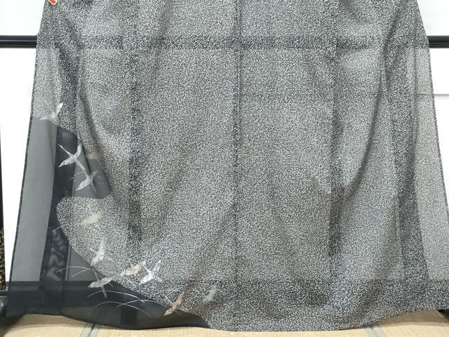 平和屋着物＊夏物　訪問着　絽　飛鶴文　黒地　金銀彩　洗える着物　CABK9230th