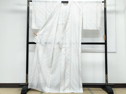 平和屋着物＊夏物　小紋　絽　斜線文　洗える着物　CABK9233th