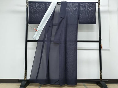 平和屋着物＊夏物　色無地　絽　黒紅色　洗える着物　CABK9238th