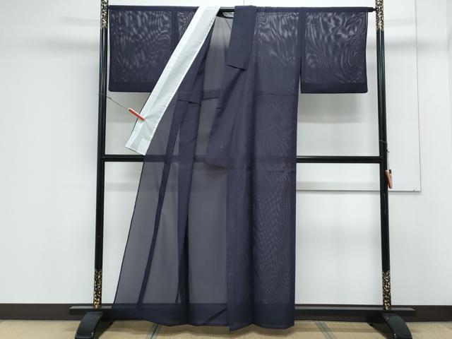 平和屋着物＊夏物　色無地　絽　黒紅色　洗える着物　CABK9238th