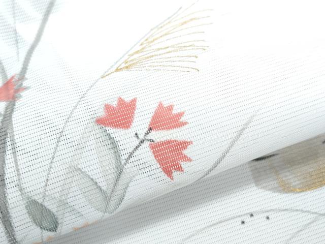 平和屋着物＊夏物　訪問着　絽　手描き　草花文　金彩　洗える着物　CABK9248th
