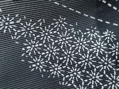 平和屋着物＊夏物　小紋　絽　草花文　黒地　洗える着物　CABK9249th