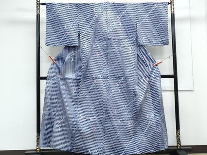 平和屋着物＊夏物　小紋　絽　草花文　洗える着物　CABK9250th