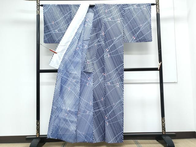 平和屋着物＊夏物　小紋　絽　草花文　洗える着物　CABK9250th