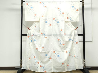 平和屋着物＊夏物　撫松庵　小紋・浴衣兼用　絽　枝花文　洗える着物　CABK9252th