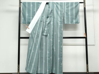 平和屋着物＊夏物　小紋　絽縮緬　琉球絣文様　洗える着物　CABK9254th