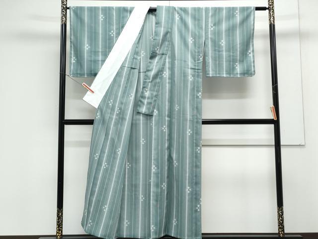 平和屋着物＊夏物　小紋　絽縮緬　琉球絣文様　洗える着物　CABK9254th