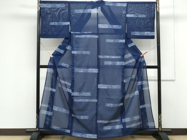 平和屋着物＊夏物　小紋　絽　横段文　洗える着物　CABK9256th