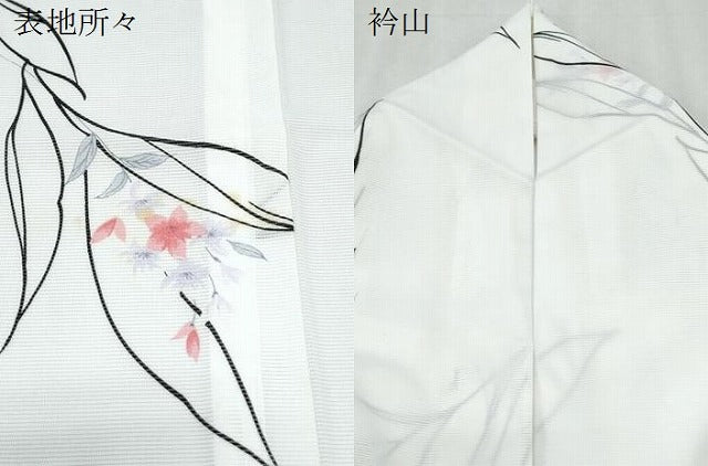 平和屋着物＊夏物　小紋　絽　草花文　洗える着物　CABK9257th