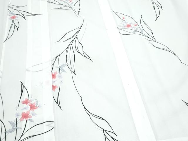 平和屋着物＊夏物　小紋　絽　草花文　洗える着物　CABK9257th