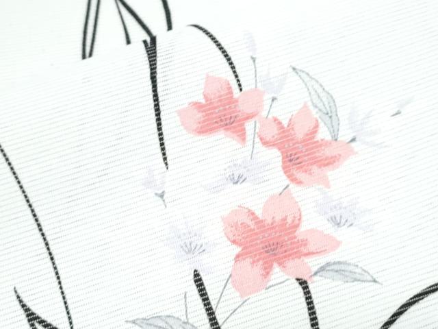 平和屋着物＊夏物　小紋　絽　草花文　洗える着物　CABK9257th
