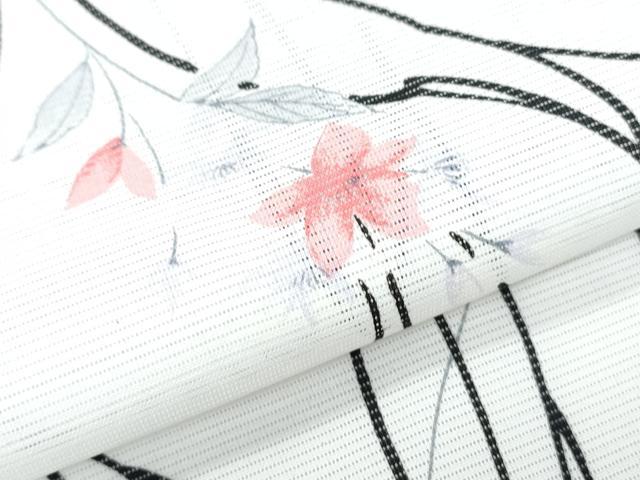平和屋着物＊夏物　小紋　絽　草花文　洗える着物　CABK9257th