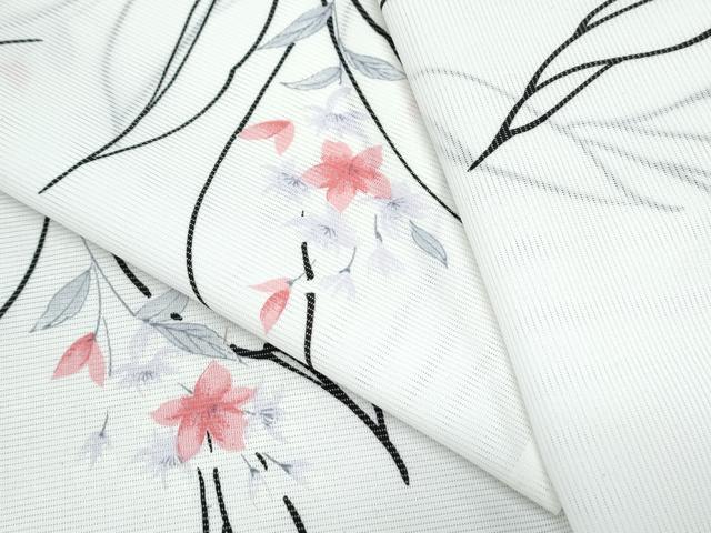 平和屋着物＊夏物　小紋　絽　草花文　洗える着物　CABK9257th