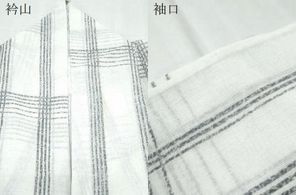 平和屋着物＊夏物　小紋　紗　格子舞蝶文　洗える着物　CABK9262th