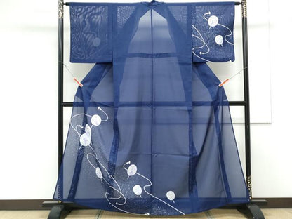 平和屋着物＊夏物　訪問着　絽　団扇紐文　洗える着物　CABK9263th