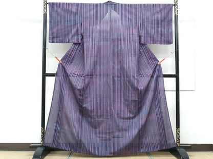 平和屋着物＊夏物　小紋　縞紋紗　暈し染め　正絹　逸品　CABK9266th