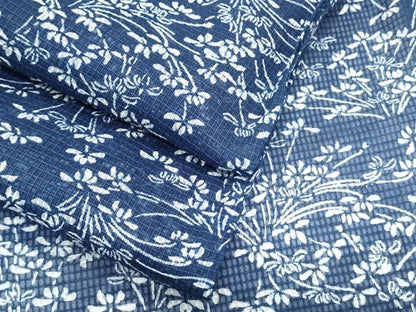 平和屋着物＊夏物　小紋・浴衣兼用　絹紅梅　草花文　逸品　CABK9267th