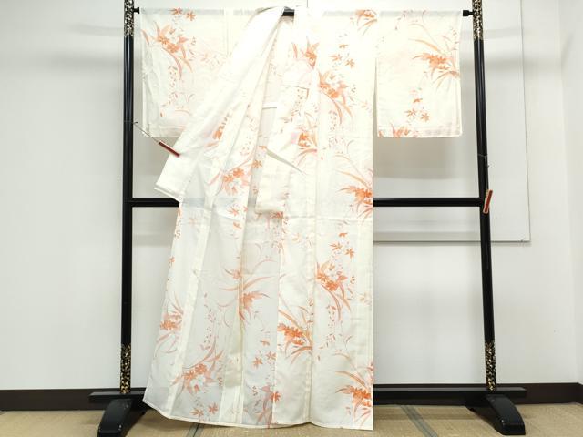 平和屋着物＊夏物　小紋　絽　草花文　洗える着物　CABK9270th
