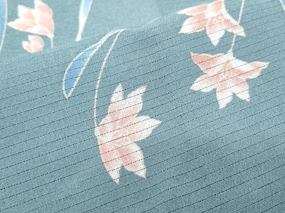 平和屋着物＊夏物　小紋　絽縮緬　花蝶文　洗える着物　CABK9271th