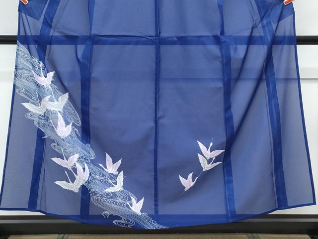 平和屋着物＊夏物　訪問着　絽　流水飛鶴文　金彩　洗える着物　CABK9273th
