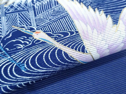 平和屋着物＊夏物　訪問着　絽　流水飛鶴文　金彩　洗える着物　CABK9273th