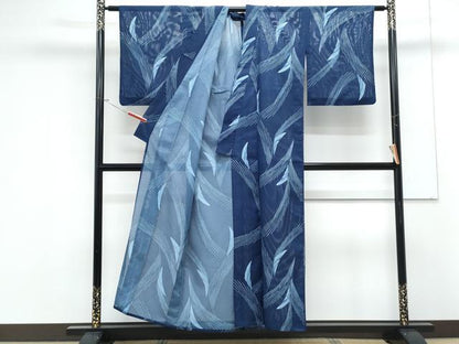 平和屋着物＊夏物　小紋　絽　舞羽文　洗える着物　CABK9275th
