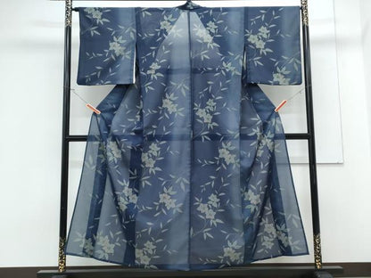 平和屋着物＊夏物　小紋　紗　草花文　暈し染め　洗える着物　CABK9278th