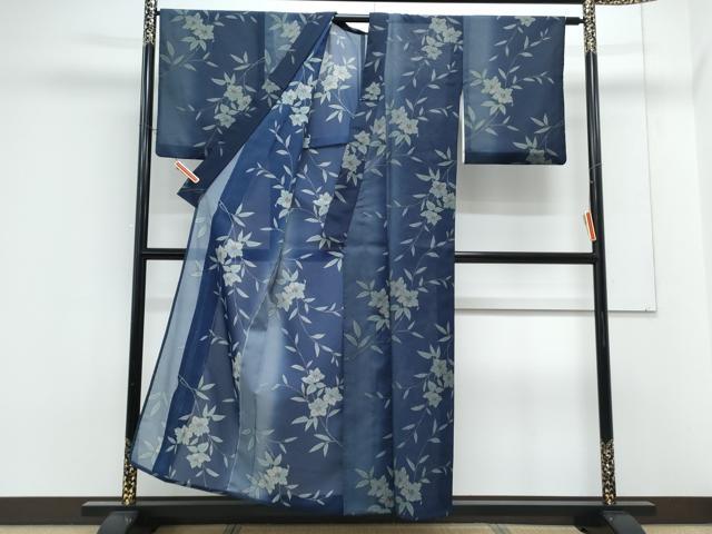 平和屋着物＊夏物　小紋　紗　草花文　暈し染め　洗える着物　CABK9278th